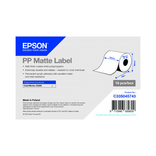 PP Matte Label C3500, Continuous Roll